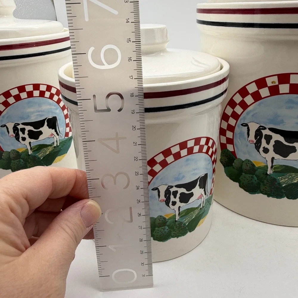 Vintage‎ Frannys Farm Century Japan Cow kitchen canister set 3 Crocks